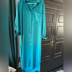 Banana Republic Teal Long Sleeve Dress